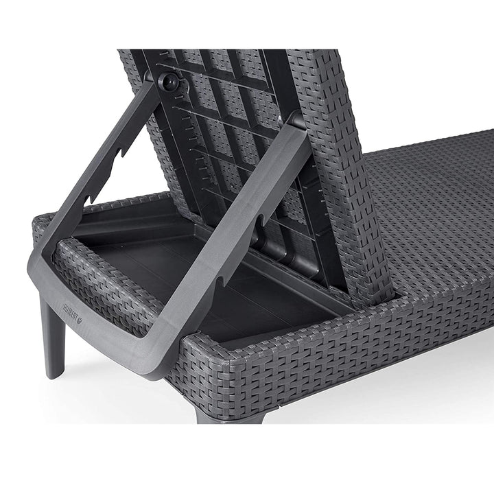 Jaipur Sun Lounger – justerbar havestol i grafitfarve + Jaipur-pude til liggestol, farve: beige, stof: S-550 Melange, størrelse: 190 x 60 cm