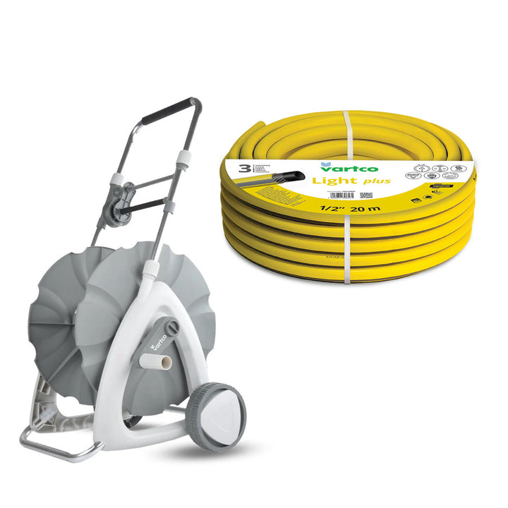 Vogn til haveslange + Vartco Light Plus haveslange 1/2" 20 m Agaplast