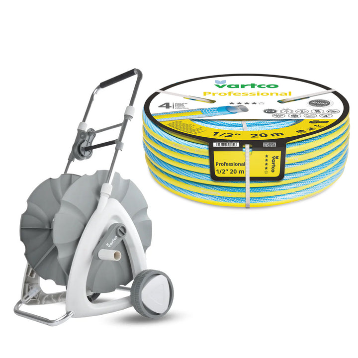 Vogn til haveslange 1/2" 45 m + Vartco Professional haveslange 1/2" 20 m Agaplast