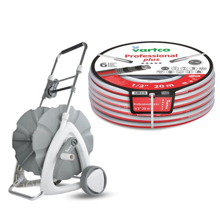 Haveslangevogn 1/2" 45 m + Vartco Professional Plus haveslange 1/2" 20 m Agaplast