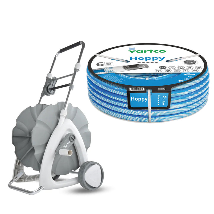Vogn til haveslange + Vartco Hoppy haveslange 1/2" 30 m Agaplast