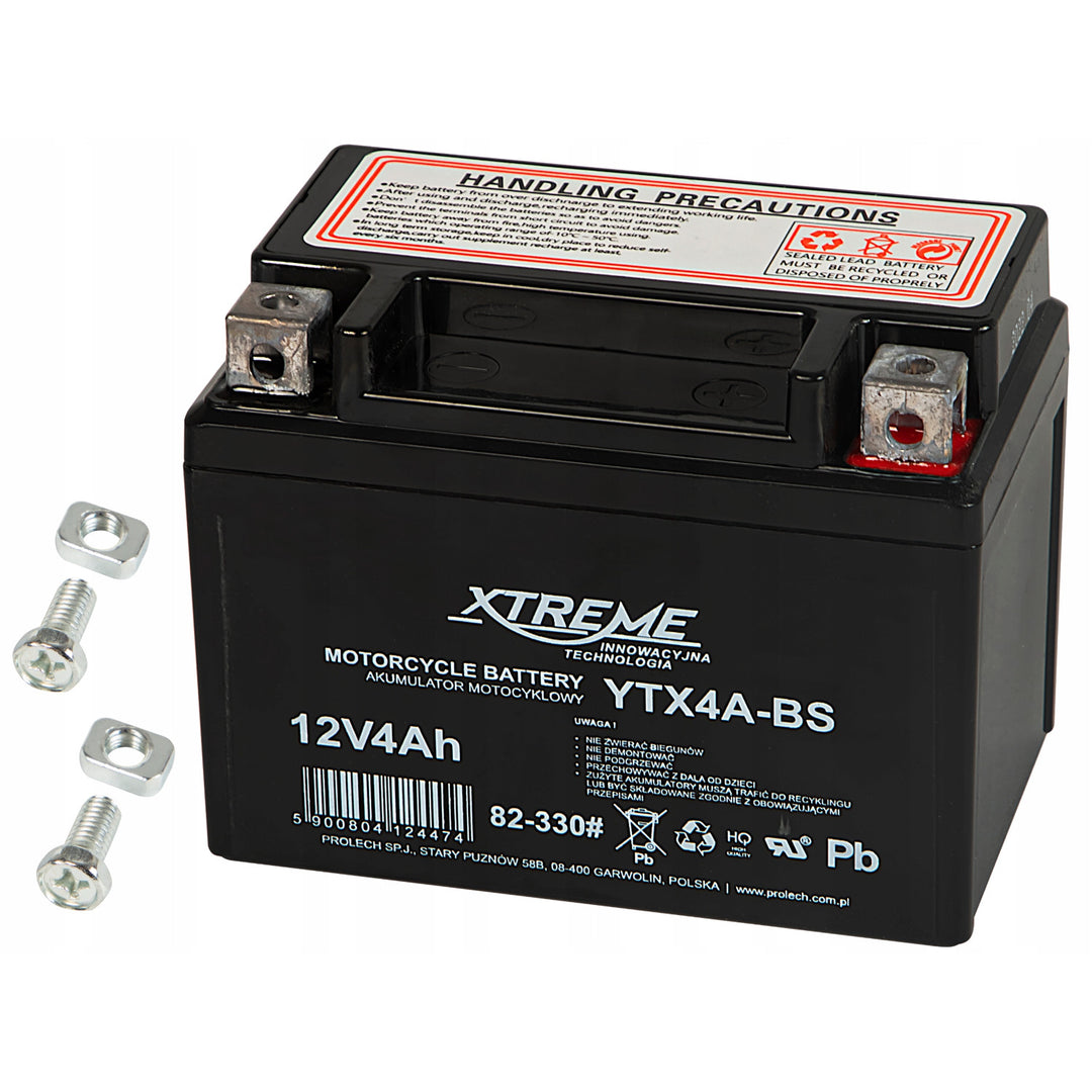Vedligeholdelsesfri Xtreme gel-motorcykelbatteri, 12 V, 4 Ah, højre, 82-330#