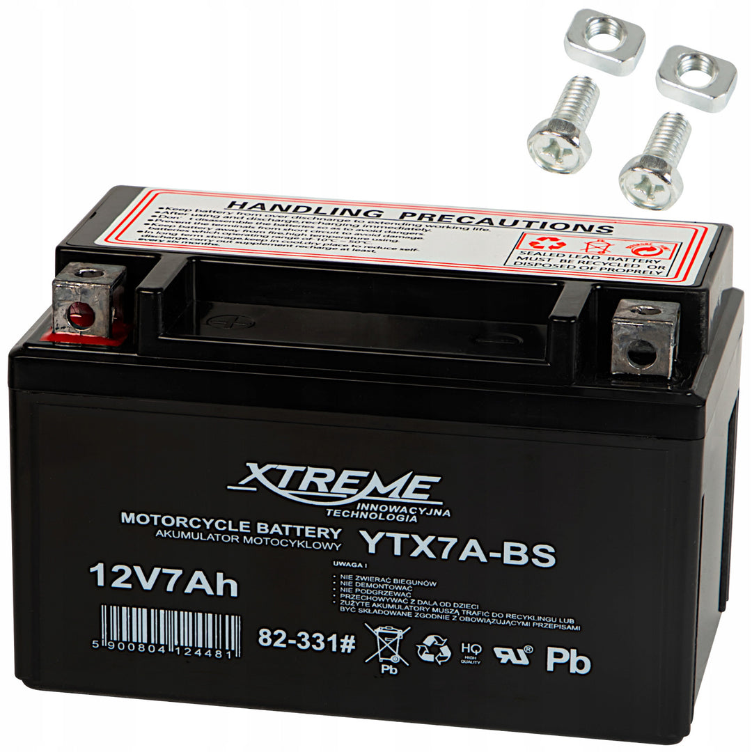 Vedligeholdelsesfri Xtreme gel-motorcykelbatteri, 12 V, 7 Ah, venstre, 82-331