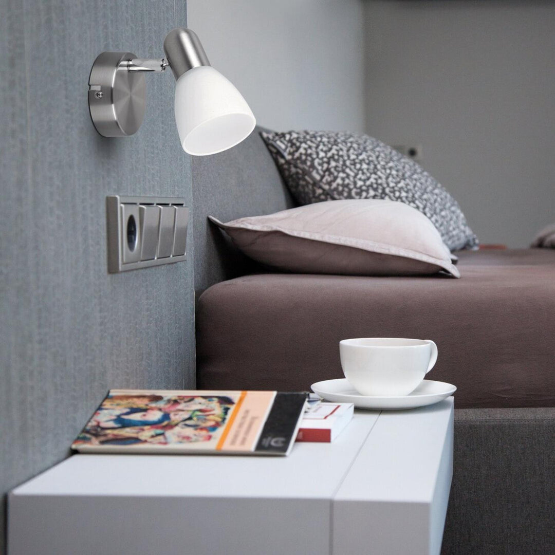 Soma spotlampe E14, maks. 40 W, satinkrom, opal 6301, 2 stk.