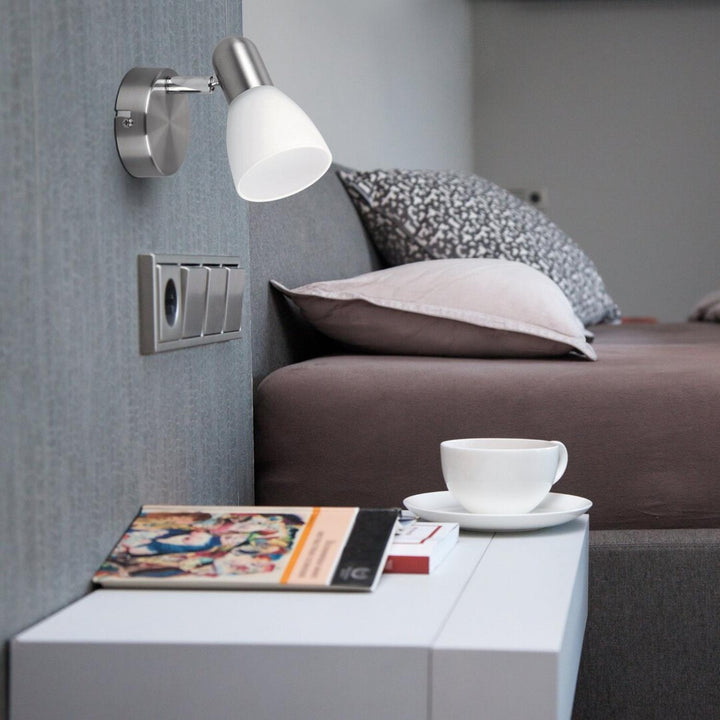 Soma spotlampe E14, maks. 40 W, satinkrom, opal 6301, 2 stk.