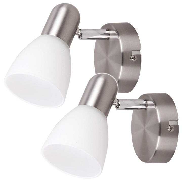 Soma spotlampe E14, maks. 40 W, satinkrom, opal 6301, 2 stk.