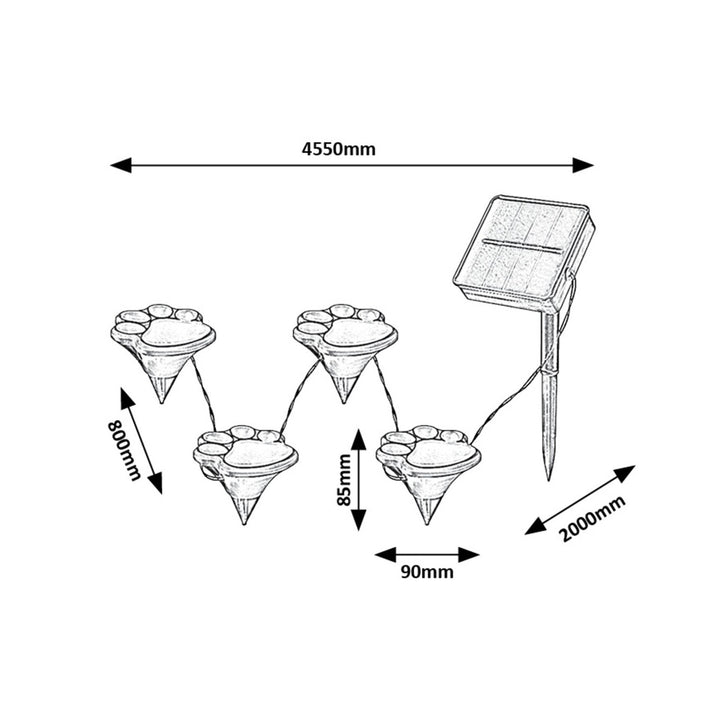 Rabalux-solcellelamper, 2 sæt, LED, IP44, 600 mAh-batteri, Wigry