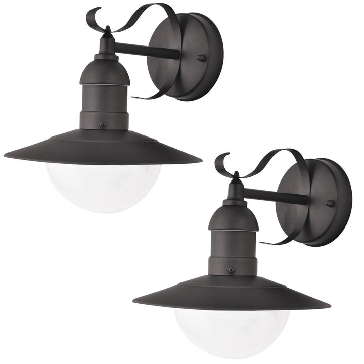Oslo Rabalux havelygte til facaden, sort, E27, maks. 60 W, IP43, 230 V, 2 stk.