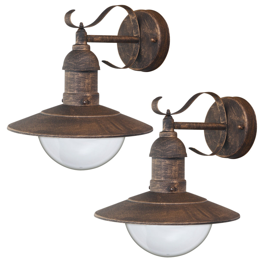 Oslo Rabalux udendørslampe til facaden, guldfarvet, E27, maks. 60 W, IP43, 230 V, 2 stk.