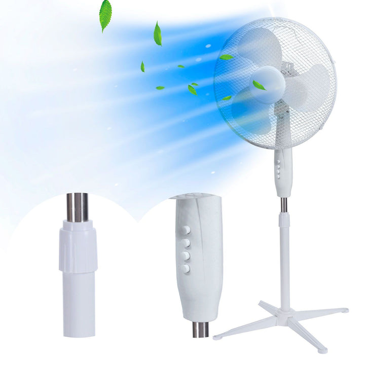 Extralink gulvventilator, hvid, 3 vinger, 3 hastighedstrin, effekt 45 W, justerbar hældningsvinkel, ESF-40D-WH