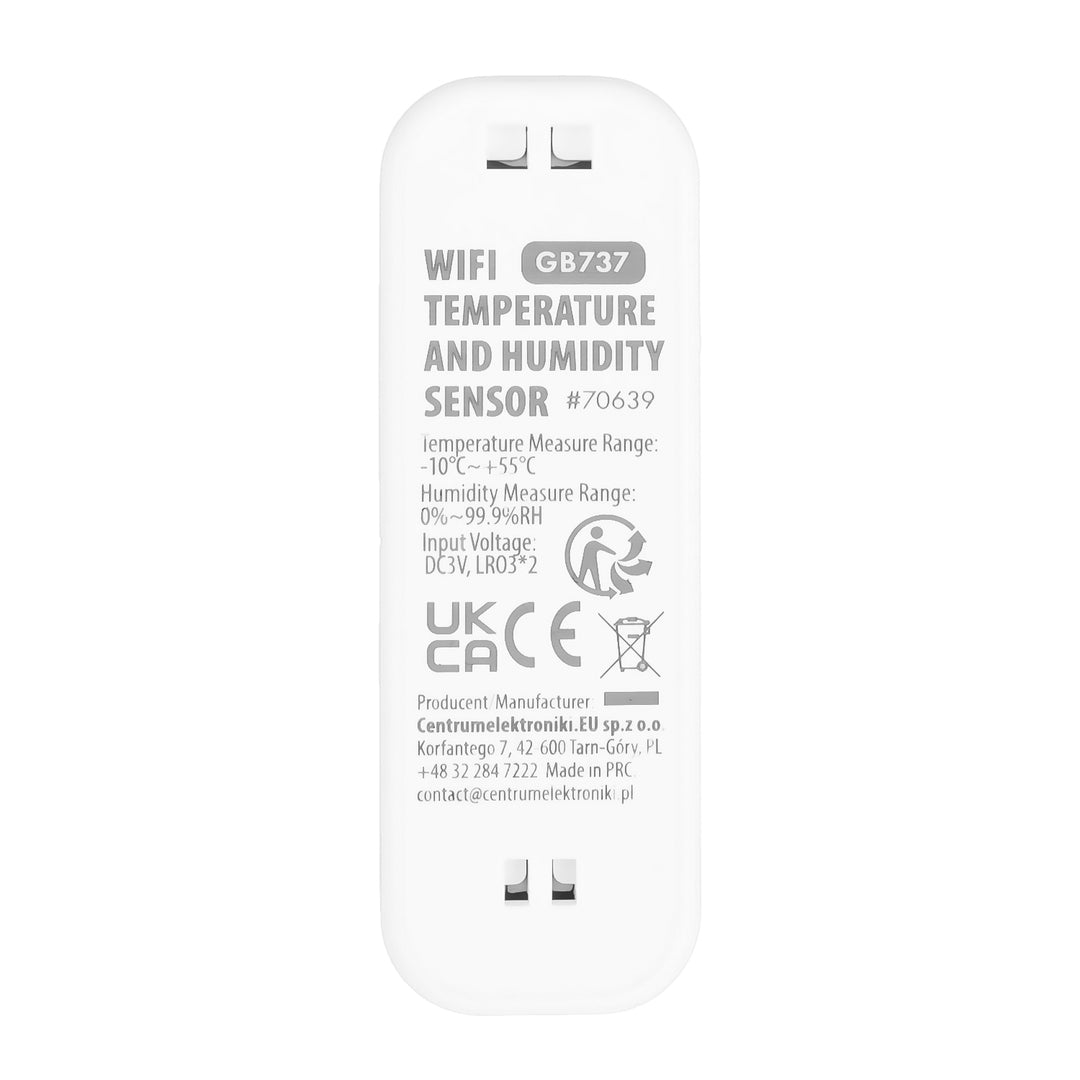 GreenBlue WiFi-temperatur- og fugtighedssensor, Android/iOS/Alexa/Google Home, 3,0 V DC, LR03x2, GB737 + 2 stk. R-03 LR03 AAA-alkalibatterier fra Varta Industrial 4003