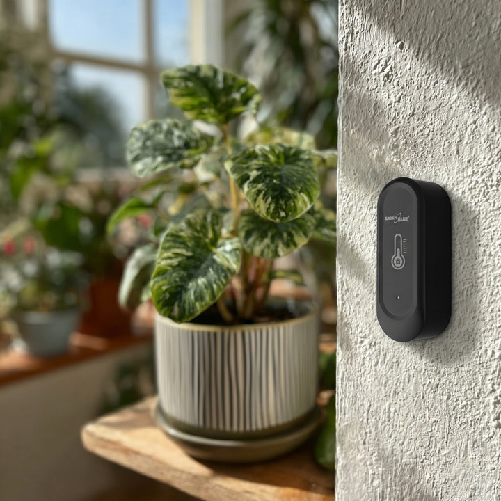 GreenBlue udendørs WiFi-temperatur- og fugtighedssensor, Android/iOS, 3,0 V DC, LR03x2, IP65, GB741 + 2 stk. R-03 LR03 AAA-alkalibatterier fra Varta Industrial 4003