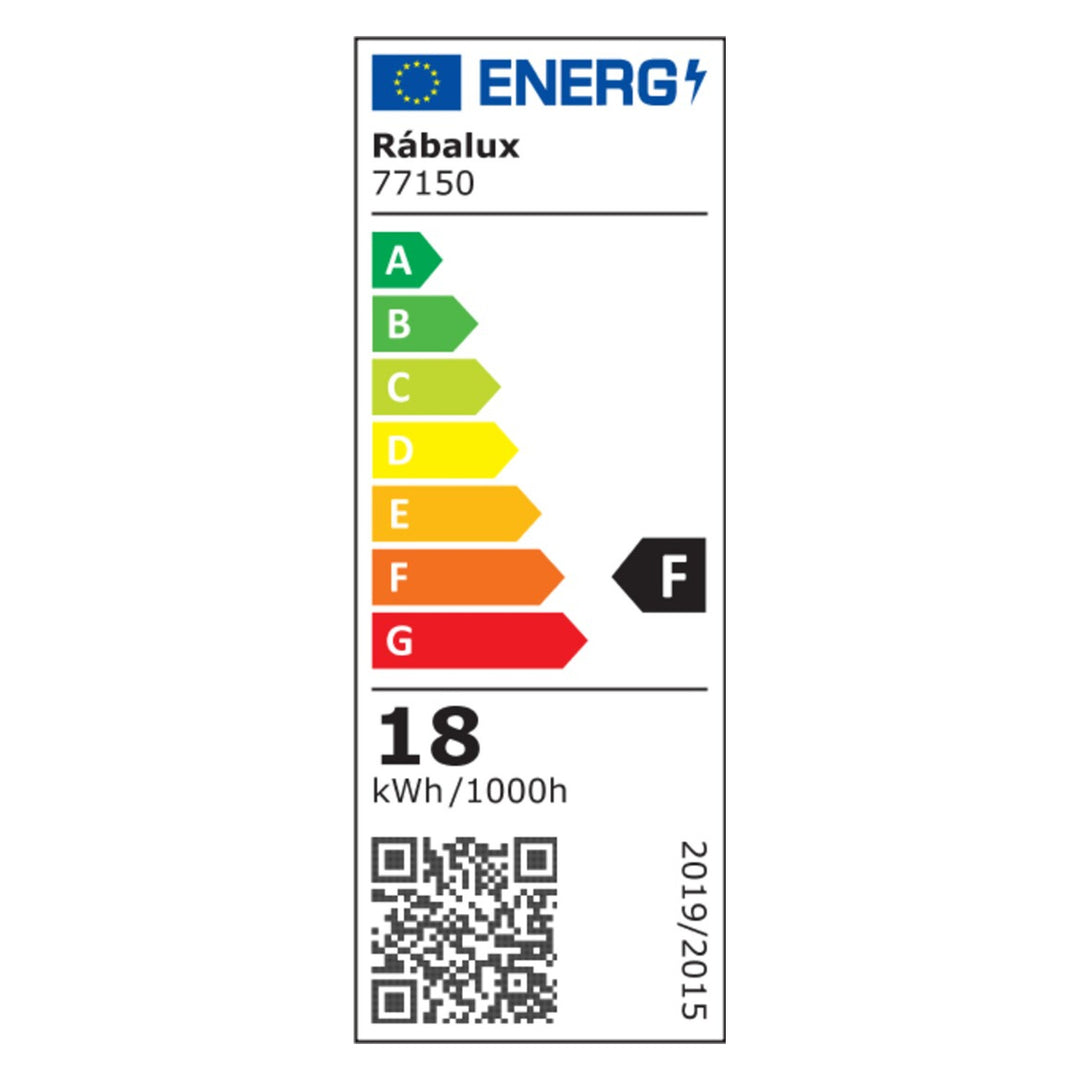 Rabalux Rapla2 LED-lampe 18 W, sort, IP65, energiklasse F, lysfarvejustering 2700, 4000, 6500 K, 77150