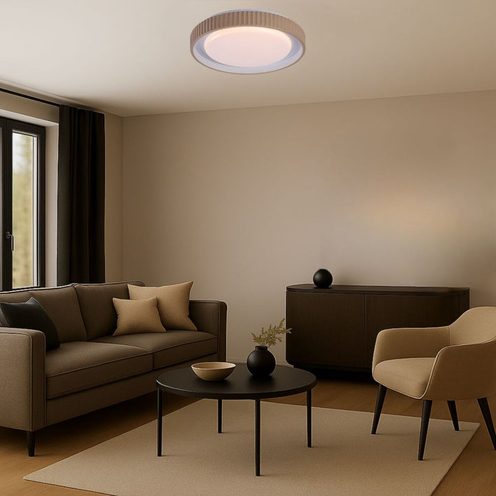 Pastello LED-lampe 48 W IP20, grå-beige, 3000–6500 K, hukommelsesfunktion med fjernbetjening, timerfunktion, natlampeeffekt, 71345