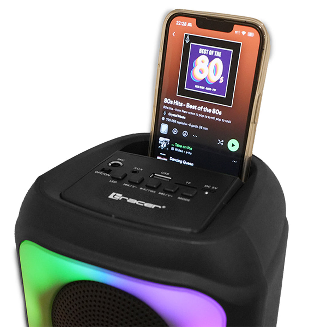 Tracer trådløs højttaler, Bluetooth 5.0, RMS-effekt 20 W, karaoketilstand, mikrofon, Powervox P2 TWS