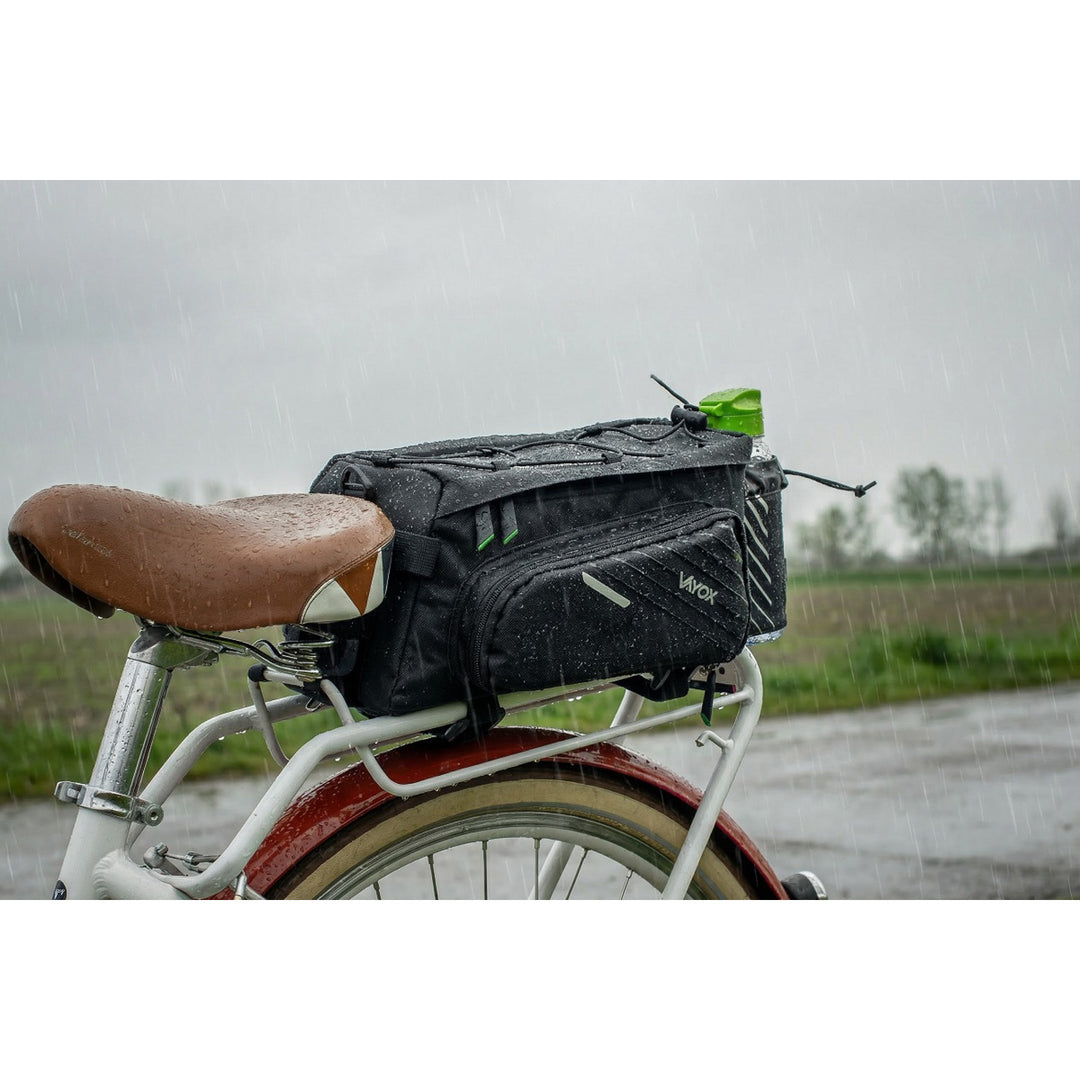 Taske, cykeltaske til bagagebæreren, bagtil, rumindhold 12 l, vandtæt, Vayox