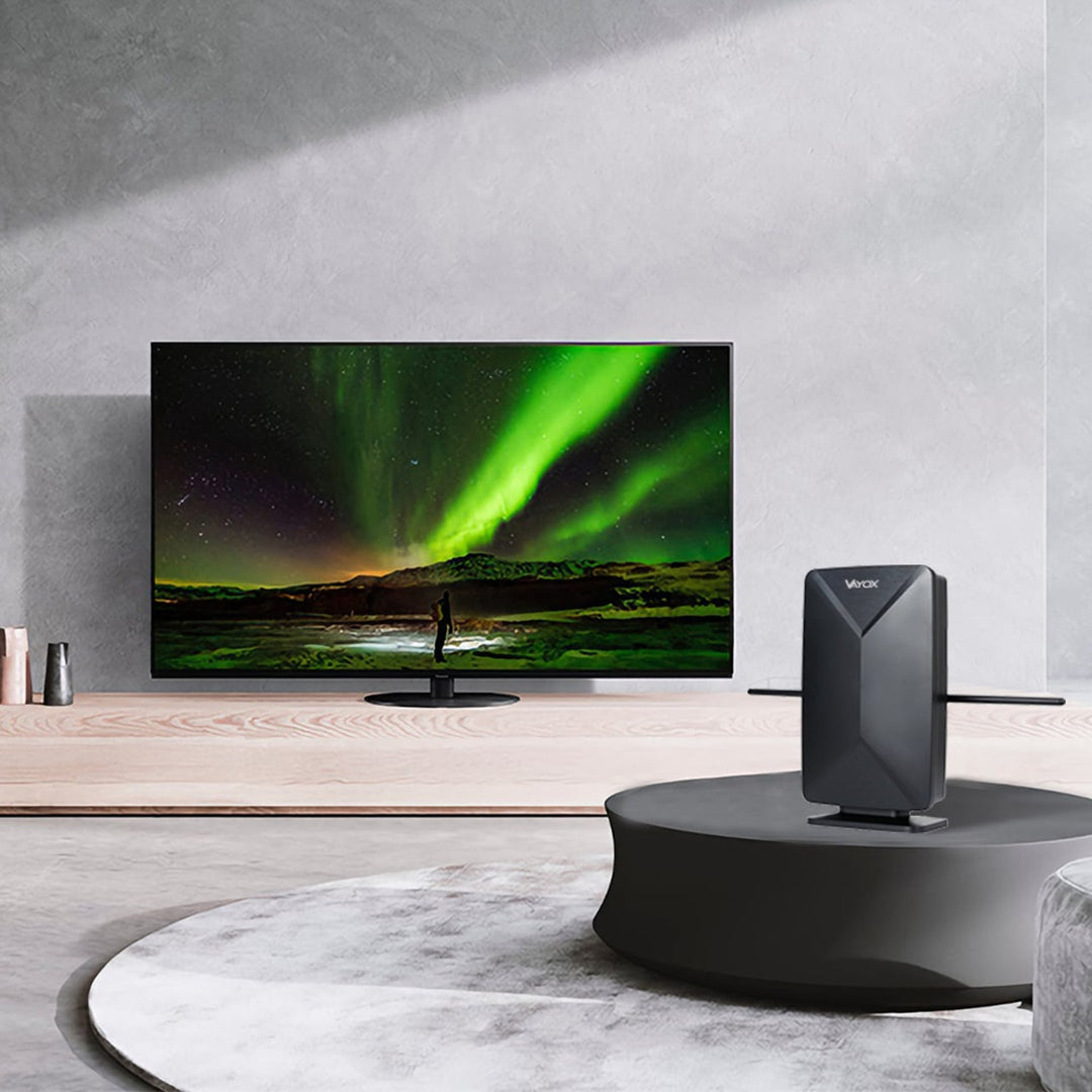Aktiv antenne, stueantenne, indendørs, udendørs, DVB-T2, 4K-jordbaseret tv, Vayox