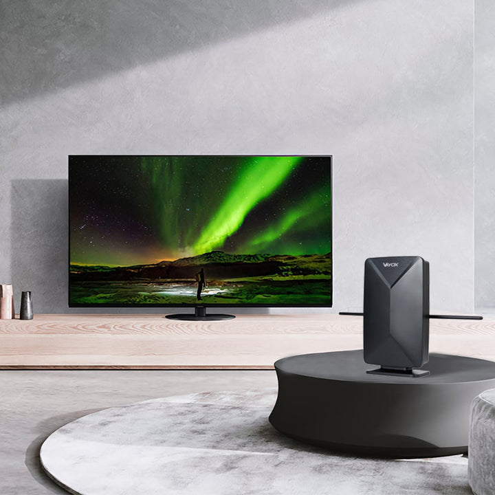 Aktiv antenne, stueantenne, indendørs, udendørs, DVB-T2, 4K-jordbaseret tv, Vayox