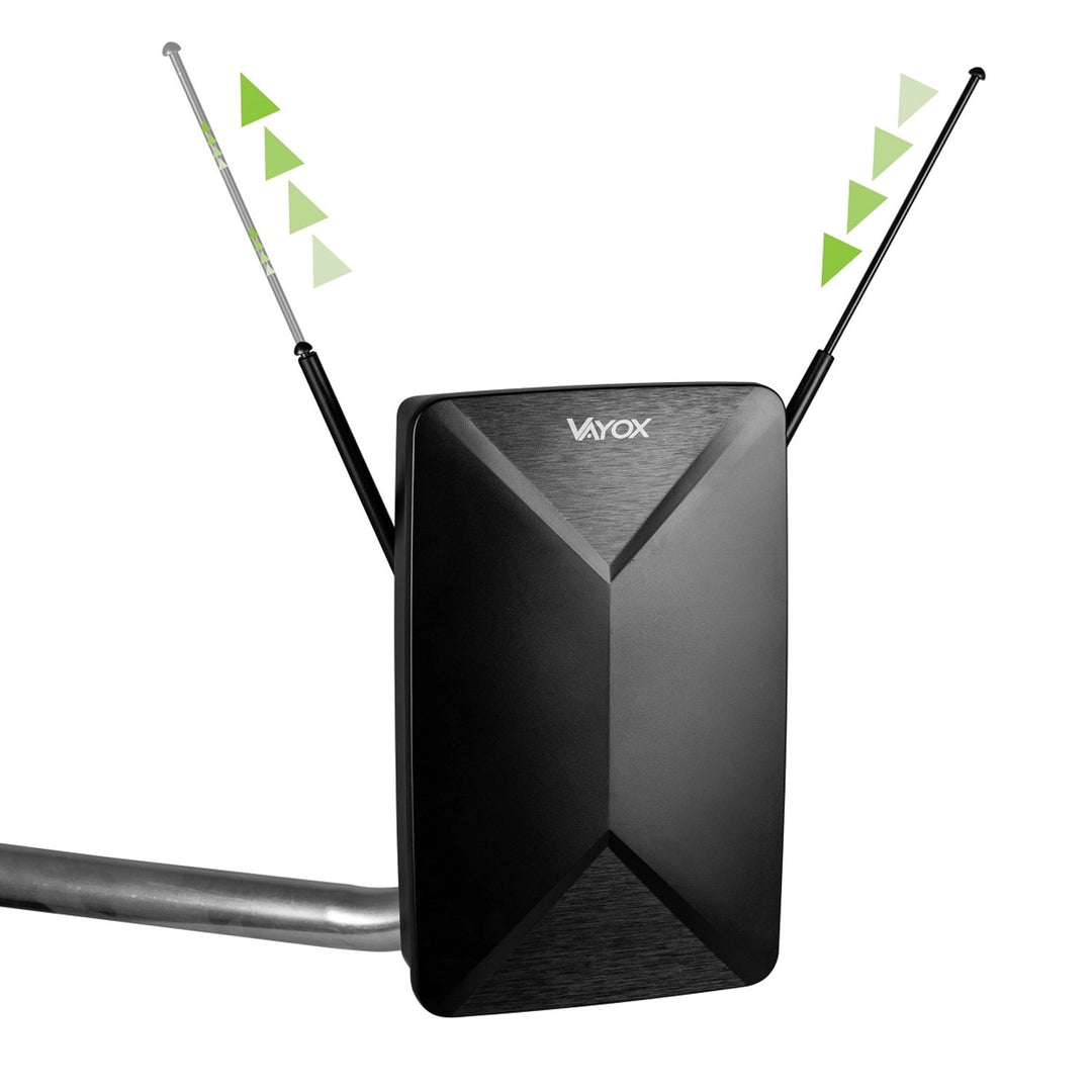 Aktiv antenne, stueantenne, indendørs, udendørs, DVB-T2, 4K-jordbaseret tv, Vayox