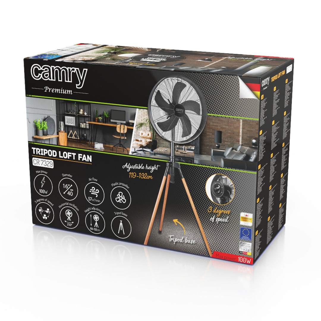 Loft-ventilator på stativ, 40 cm / 16”, højde 119–132 cm, CR 7329, Camry