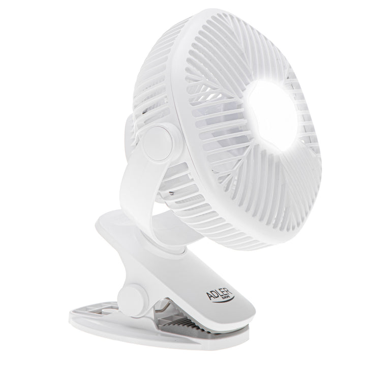 5"/12,7 cm batteridrevet ventilator med klips – USB/LED, AD 7335, Adler