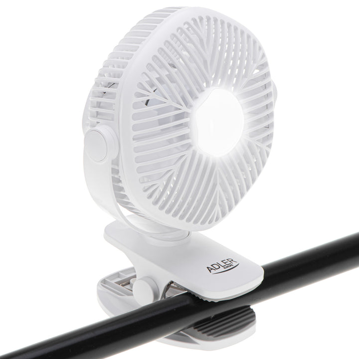 5"/12,7 cm batteridrevet ventilator med klips – USB/LED, AD 7335, Adler