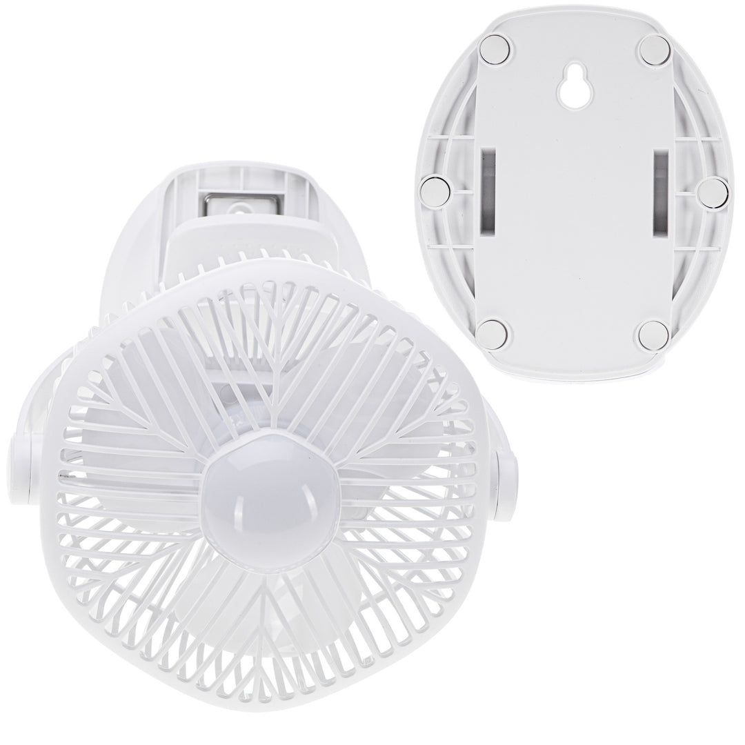 5"/12,7 cm batteridrevet ventilator med klips – USB/LED, AD 7335, Adler