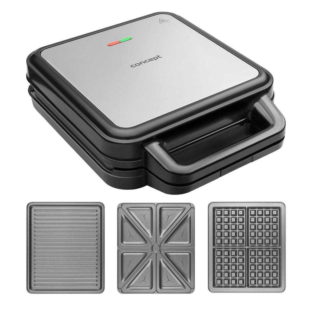 Concept sandwich-toaster, tre udskiftelige plader, effekt 1200 W, non-stick-overflade, indikatorlampe, SV3080