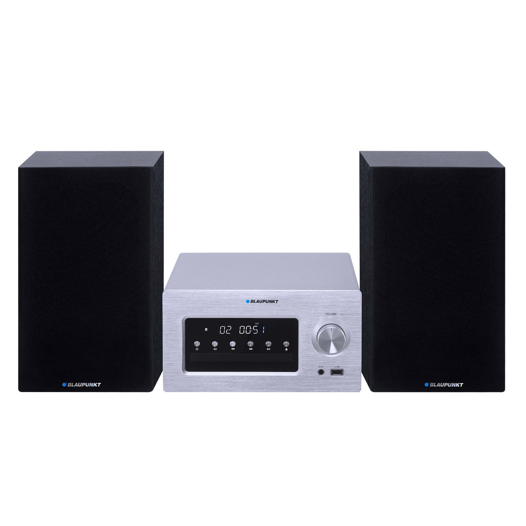 Blaupunkt-mikroanlæg, BT/AUX/CD/USB/MP3/FM, hukommelse til 40 stationer, LED-display, effekt 2x210 W, tonekontrol, MS70BT