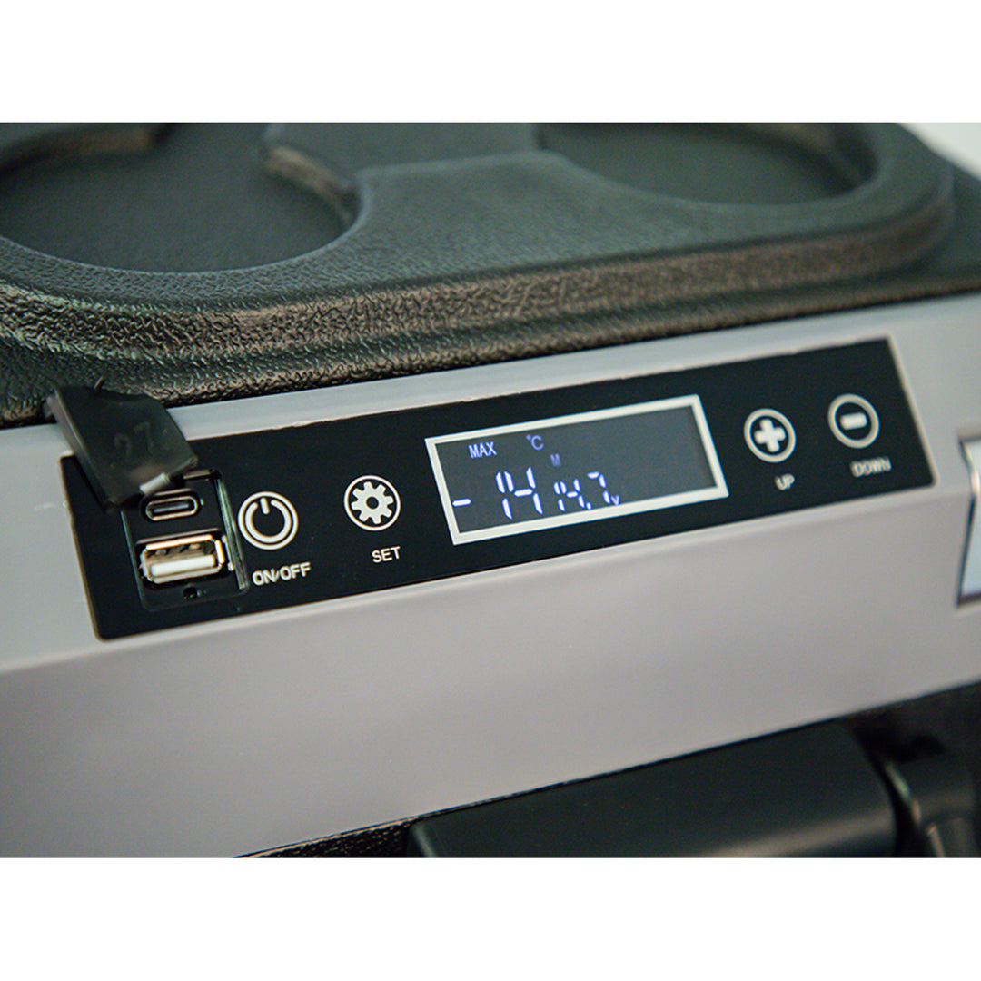 Blow kompressorkøleskab til biler, kapacitet 35 l, berøringsfølsomt betjeningspanel, 12 V, 24 V og 230 V, USB-C-stik, 44-208#