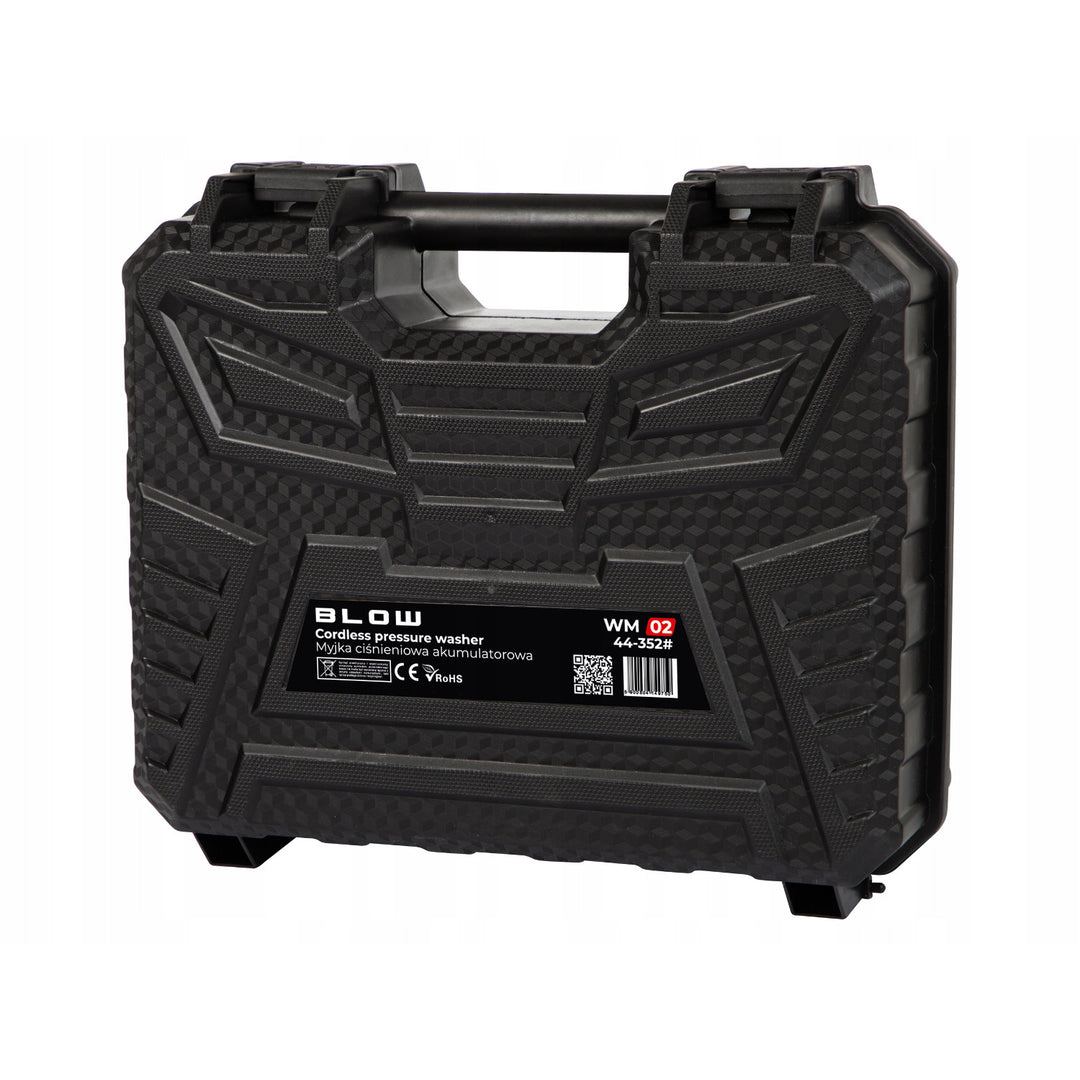Blow batteridrevet højtryksrenser, tryk op til 26 bar, effekt 260 W, slangelængde 5 m, vandfilter, forskellige driftsindstillinger, 44-352#