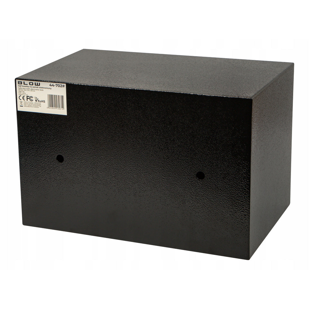 Blow-pengeskab med elektronisk lås, mål 31x20x20 cm, låses med nøgle og kode, 44-702