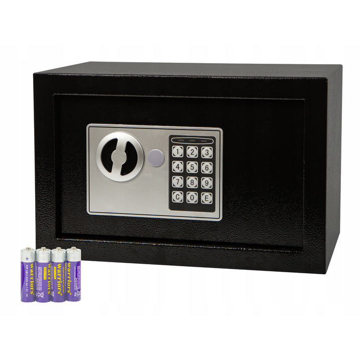 Blow-pengeskab med elektronisk lås, mål 31x20x20 cm, låses med nøgle og kode, 44-702