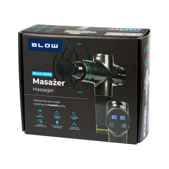 Blow-massageapparat, 10 dyser, oplader og rejsetaske, effekt 200 W, 30 hastighedsindstillinger, hurtigopladning, 44-341