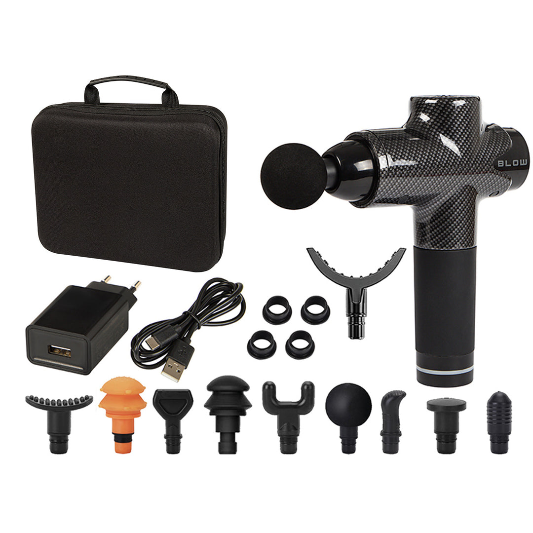 Blow-massageapparat, 10 dyser, oplader og rejsetaske, effekt 200 W, 30 hastighedsindstillinger, hurtigopladning, 44-341