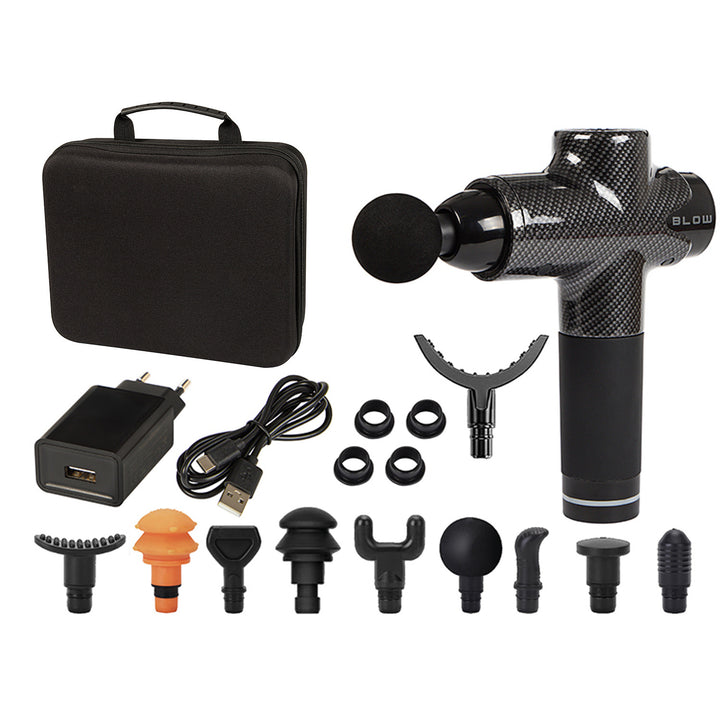 Blow-massageapparat, 10 dyser, oplader og rejsetaske, effekt 200 W, 30 hastighedsindstillinger, hurtigopladning, 44-341