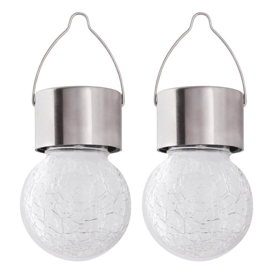 Rabalux Yola solcellelampe, 1 lm, IP44, farve: satinkrom, LED 0,06 W, 7850, 2 stk.