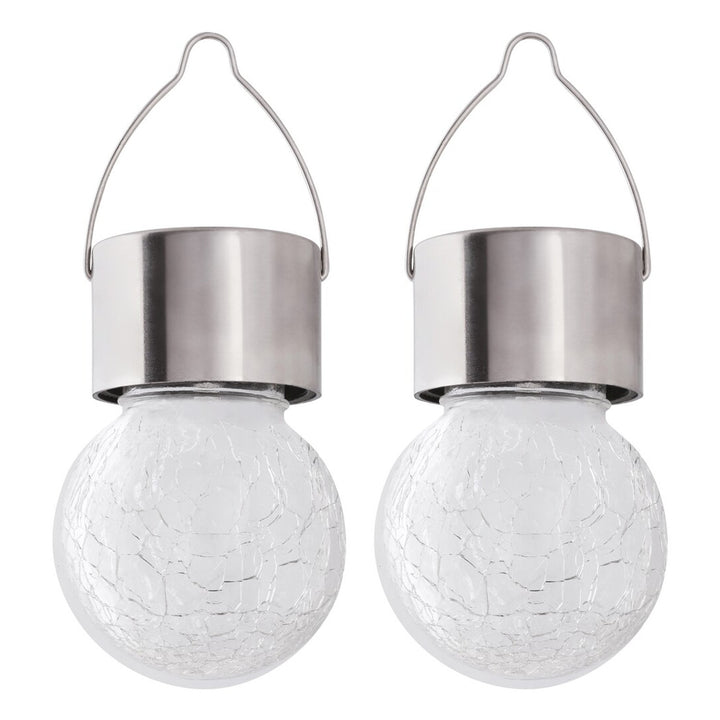 Rabalux Yola solcellelampe, 1 lm, IP44, farve: satinkrom, LED 0,06 W, 7850, 2 stk.