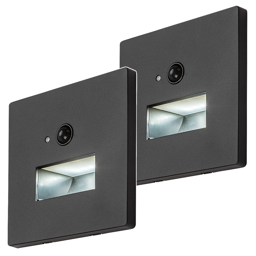 Lunca LED-lampe 1 W IP20, sort, 3000, 4500, 6500 K, bevægelsessensor, lyssensor, 77197, 2 stk.
