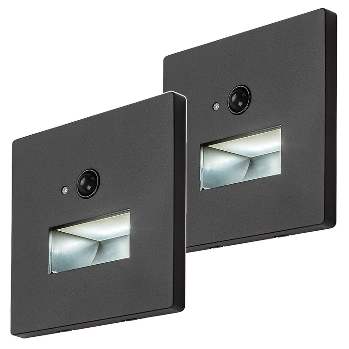 Lunca LED-lampe 1 W IP20, sort, 3000, 4500, 6500 K, bevægelsessensor, lyssensor, 77197, 2 stk.