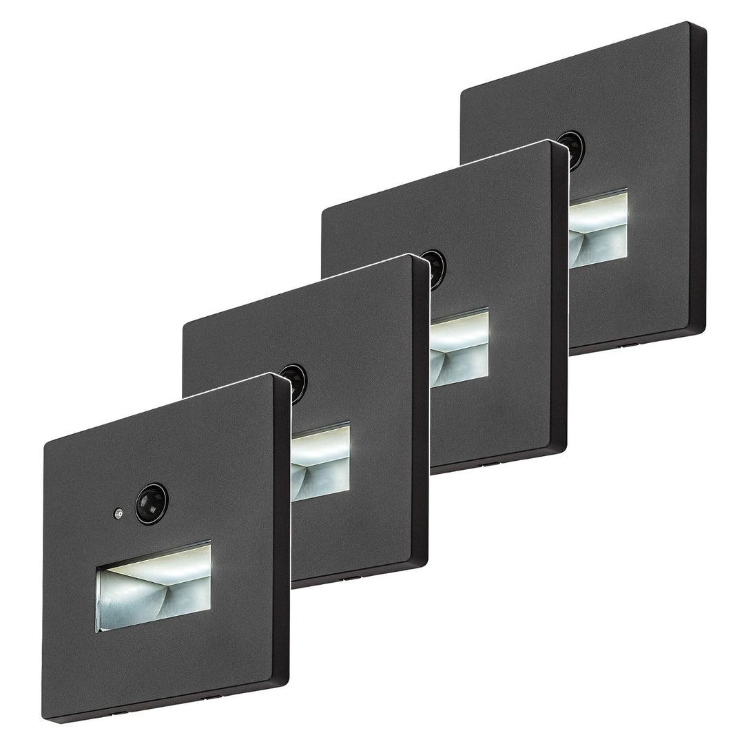Lunca LED-lampe 1 W IP20, sort, 3000, 4500, 6500 K, bevægelsessensor, lyssensor, 77197, 4 stk.