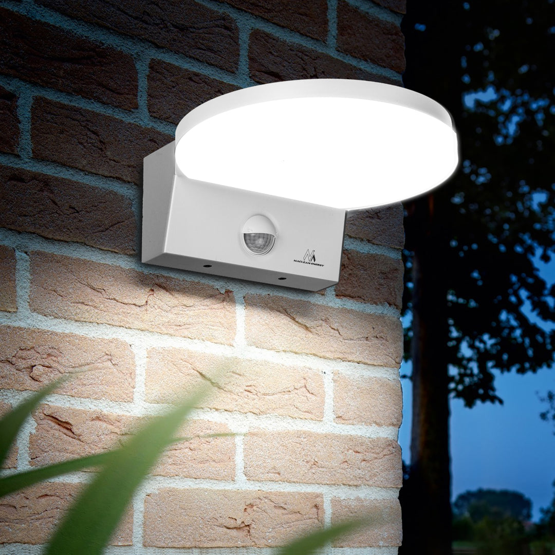 Maclean LED-lampe med bevægelsessensor, PIR-bevægelsessensor, hvid, 15 W, IP65, 1560 lm, neutral hvid farve (4000 K) MCE344 W, 2 stk.