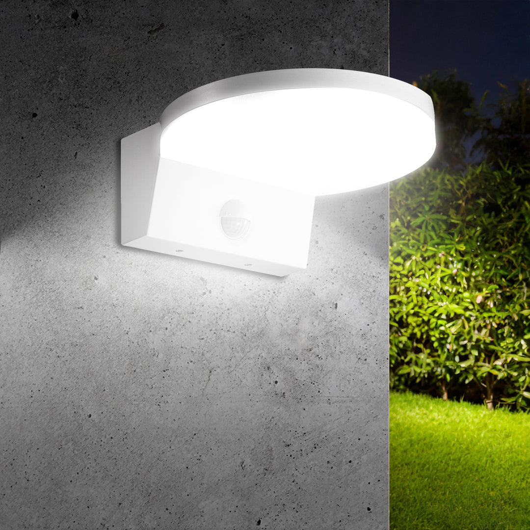 Maclean LED-lampe med bevægelsessensor, PIR-bevægelsessensor, hvid, 15 W, IP65, 1560 lm, neutral hvid farve (4000 K) MCE344 W, 2 stk.