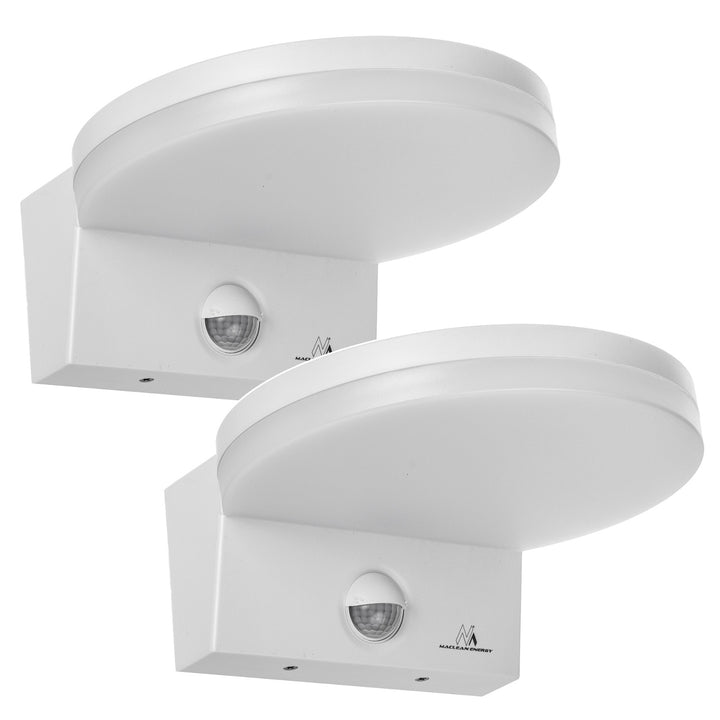 Maclean LED-lampe med bevægelsessensor, PIR-bevægelsessensor, hvid, 15 W, IP65, 1560 lm, neutral hvid farve (4000 K) MCE344 W, 2 stk.