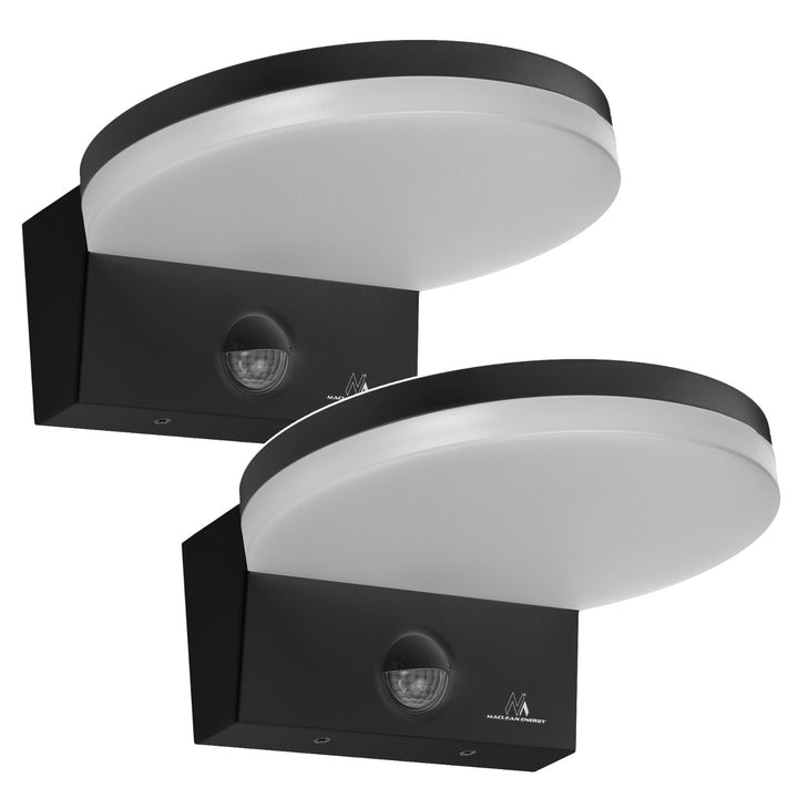 Maclean LED-lampe med bevægelsessensor, PIR-bevægelsessensor, sort, 15 W, IP65, 1560 lm, neutral hvid farve (4000 K) MCE344 B, 2 stk.