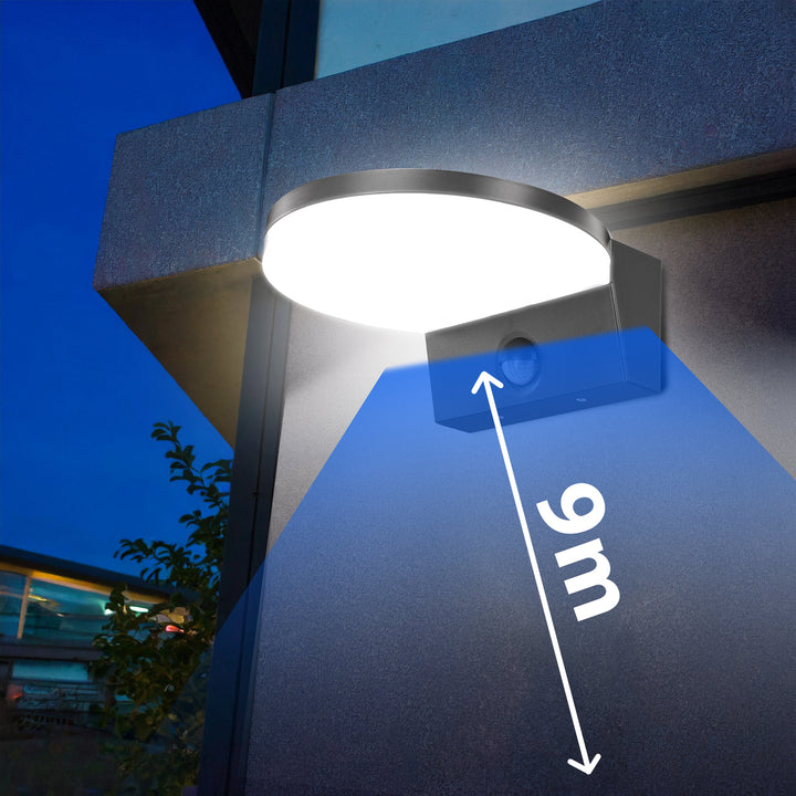 Maclean LED-lampe med bevægelsessensor, PIR-bevægelsessensor, farve: grå, 15 W, IP65, 1560 lm, neutral hvid farve (4000 K) MCE344 GR, 2 stk.