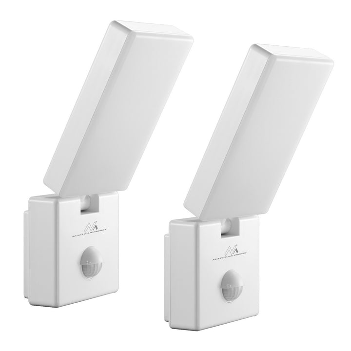 Maclean LED-lampe med bevægelsessensor, PIR-bevægelsessensor, hvid, 10 W, IP65, 800 lm, neutral hvid farve (4000 K) MCE516 W, 2 stk.