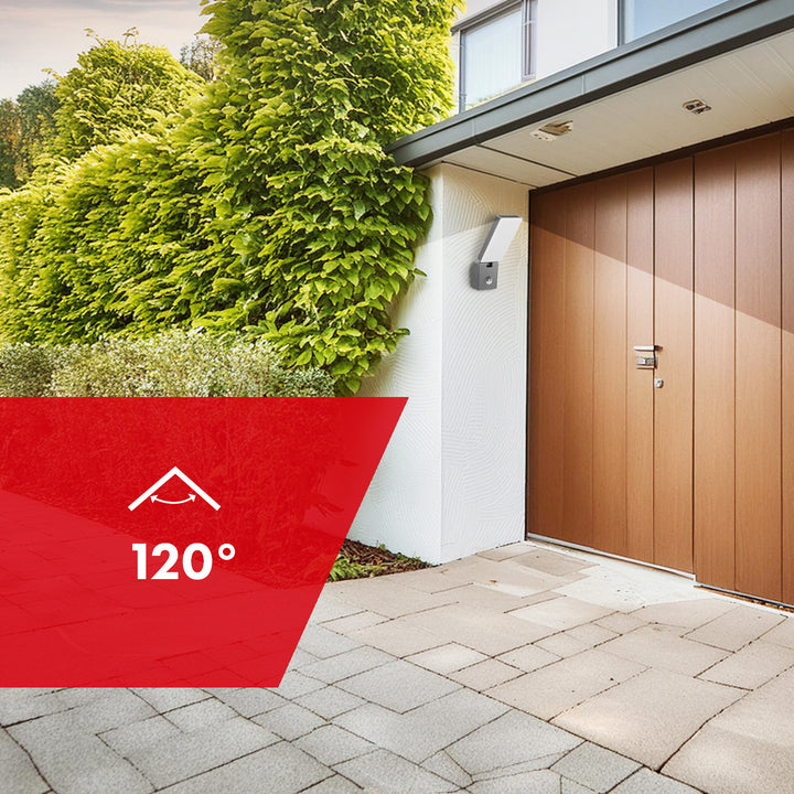 Maclean LED-lampe med bevægelsessensor, PIR-bevægelsessensor, farve: grå, 10 W, IP65, 800 lm, neutral hvid farve (4000 K) MCE516 GR, 2 stk.