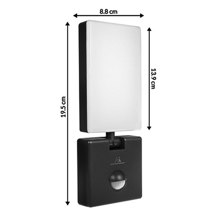 Maclean LED-lampe med bevægelsessensor, PIR-bevægelsessensor, sort, 10 W, IP65, 800 lm, neutral hvid farve (4000 K) MCE516 B, 2 stk.
