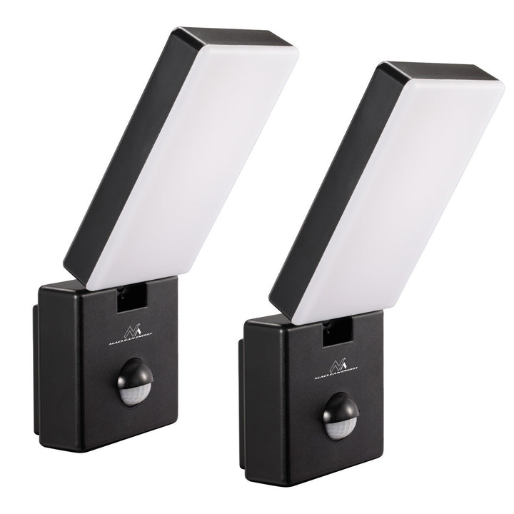 Maclean LED-lampe med bevægelsessensor, PIR-bevægelsessensor, sort, 10 W, IP65, 800 lm, neutral hvid farve (4000 K) MCE516 B, 2 stk.
